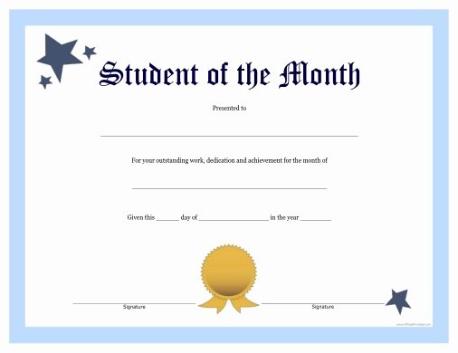 Student Of the Month Certificates Free Luxury Student Of the Month Certificate Free Printable