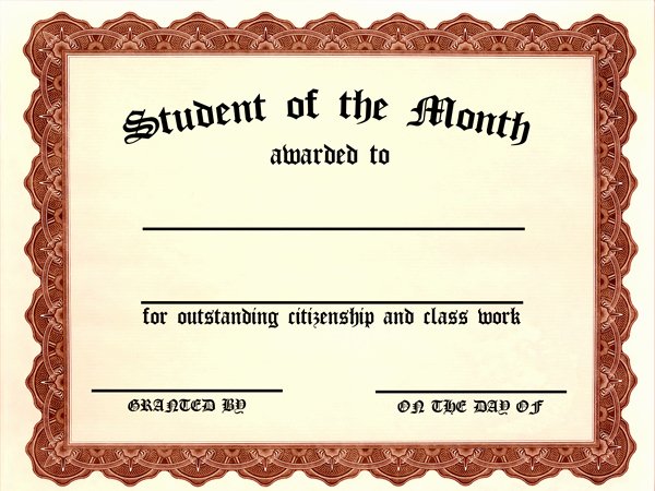 Student Of the Month Certificates New Student Of the Month