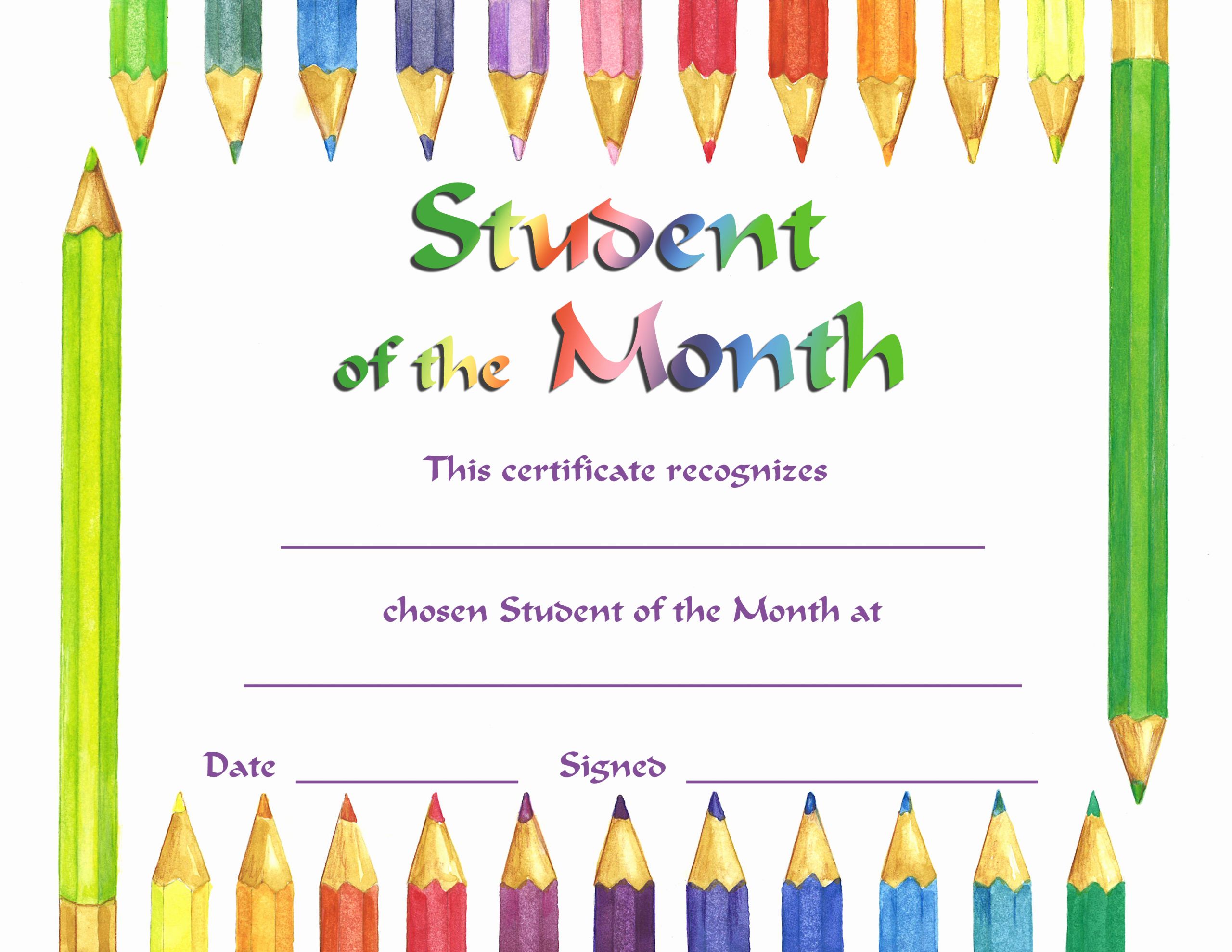  20 Student Of The Month Certificates Dannybarrantes Template