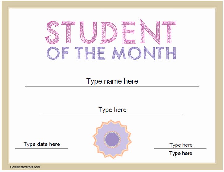 Student Of the Month Template Lovely Certificate Street Free Award Certificate Templates No