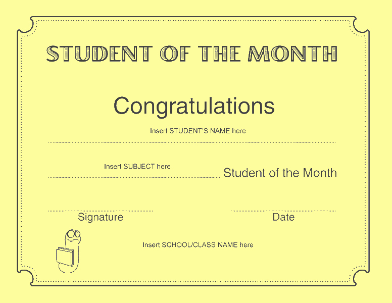 Student Of the Month Template New Student the Month Certificate Free Certificate