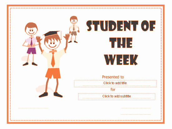 Student Of the Week Certificate Template Awesome Student the Week Certificate Free Certificate