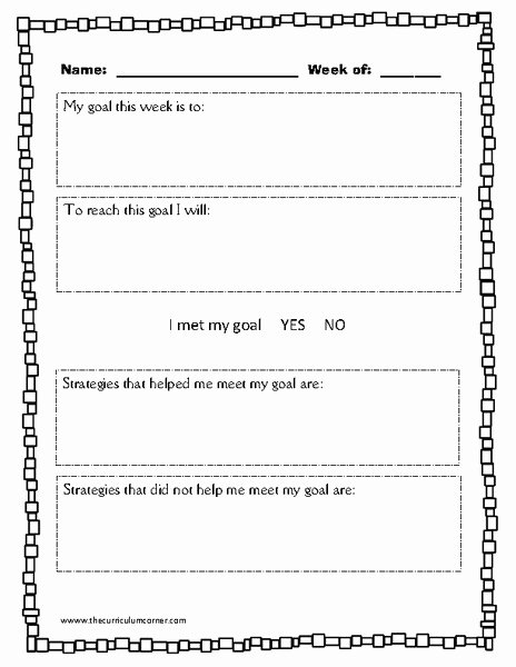 Student Of the Week Template Beautiful Student Weekly Goal Sheets Printables &amp; Template for Pre K