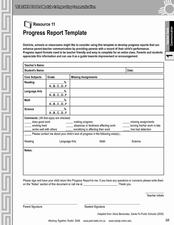 Student Of the Week Template Lovely Progress Report Template