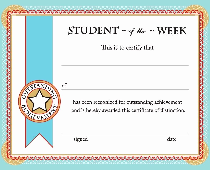 Student Of the Week Template Luxury Free Printable Student Of the Week Certificate
