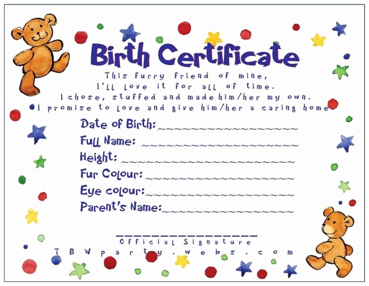 Stuffed Animal Adoption Certificate Template Beautiful Tbw Teddy Bear Workshop Parties Request A Quote Party