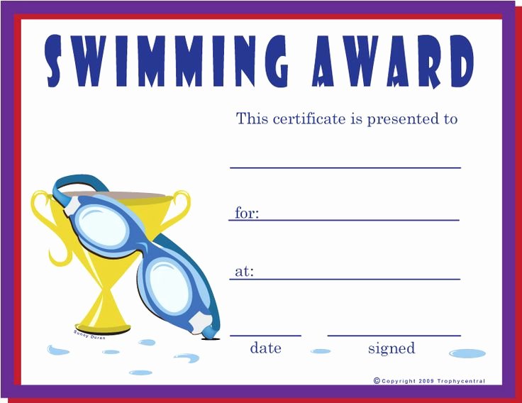Swimming Certificate Template Free Best Of Award Certificates for Sports