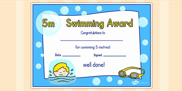 Swimming Lesson Certificate Template Unique Editable 5m Swimming Certificate