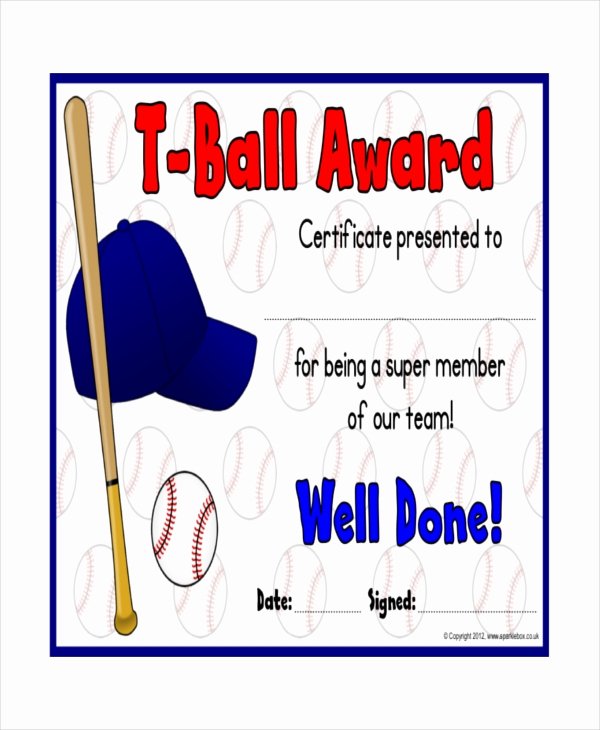 T Ball Certificate Templates Luxury T Ball Certificate Template 5 Word Pdf Ai Indesign