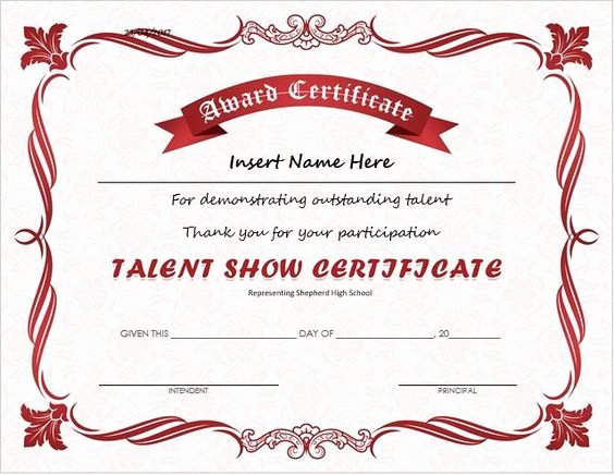 Talent Show Certificate Template Awesome Pin by Tiffany Willis On Talent Show