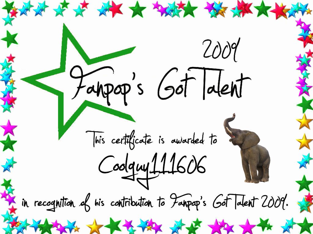 Talent Show Participation Certificate Elegant Coolguy Certificate Fanpop S Got Talent