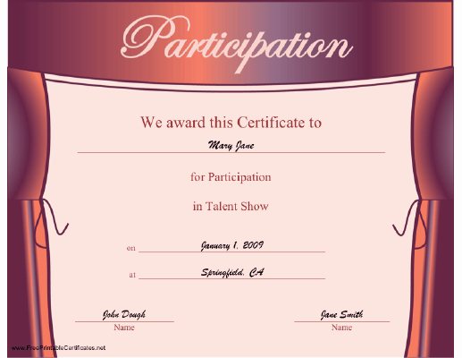 Talent Show Participation Certificate Luxury A Printable Certificate to Be Given to Participants In A