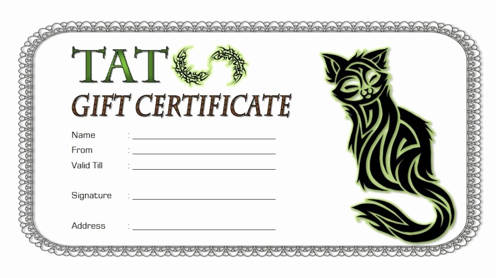 Tattoo Gift Certificate Template Free Beautiful Tattoo Gift Certificate Template [7 Coolest Designs Free