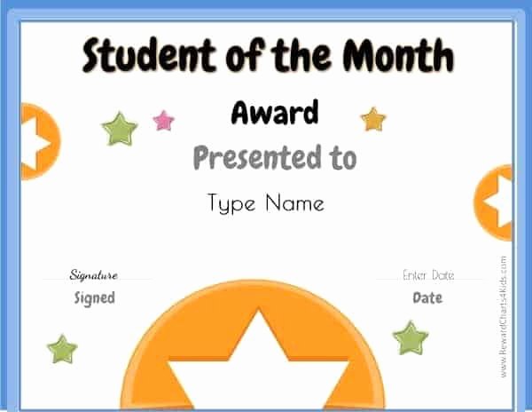 Teacher Of the Month Certificate Template Lovely Free Student Of the Month Certificate