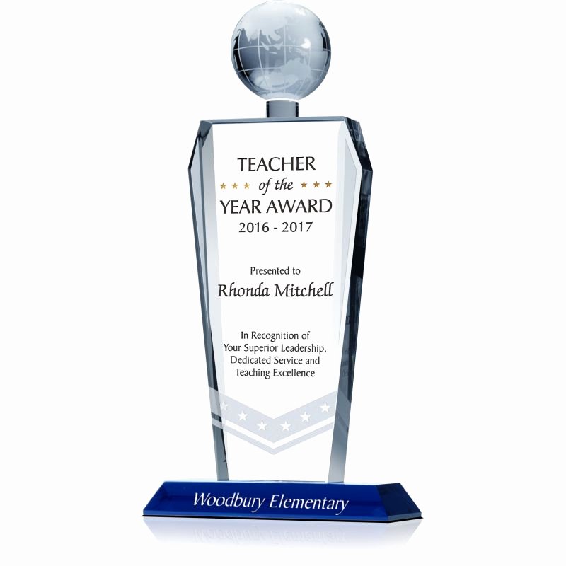 Teacher Of the Year Certificate Inspirational Teacher Of the Year Award Wording Sample by Crystal Central