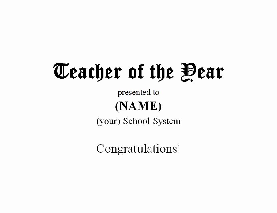 Teacher Of the Year Certificate Wording Lovely Teacher Of the Year Award 1