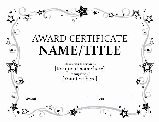 Teeth Whitening Gift Certificate Template Inspirational Black and White Award Certificate Template Sample with