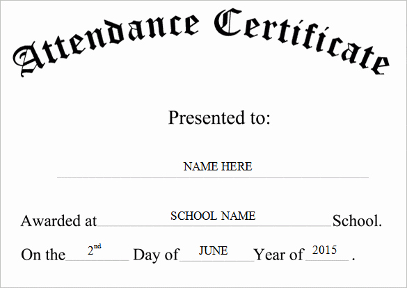 Template for Perfect attendance Certificate Fresh attendance Certificate Templates Word Excel Samples