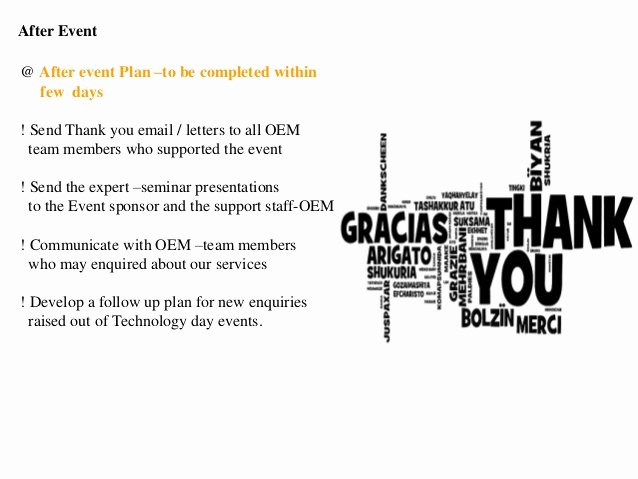Thank You Letter after event Sponsor Lovely Technology Day Oem Automobile Preparation Guidelines