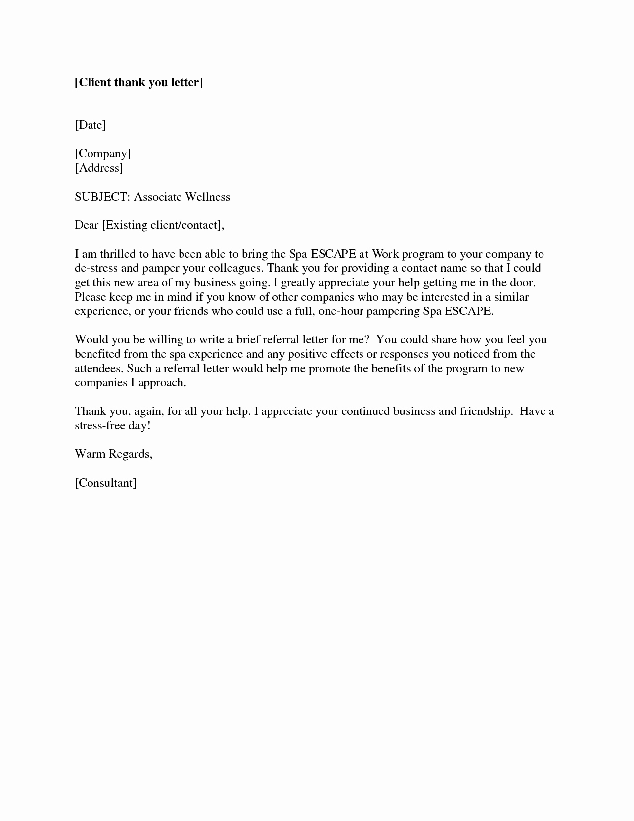 Thank You Letter for Referral Awesome Best S Of Examples Client Letters Lawyer Client