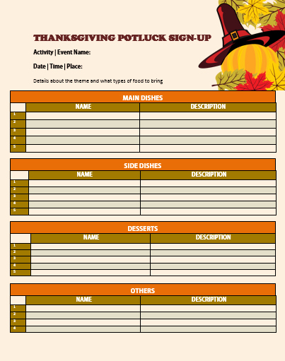 Thanksgiving Potluck Signup Sheet Elegant 28 Of Pretty Thanksgiving Potluck Sign Up Sheet