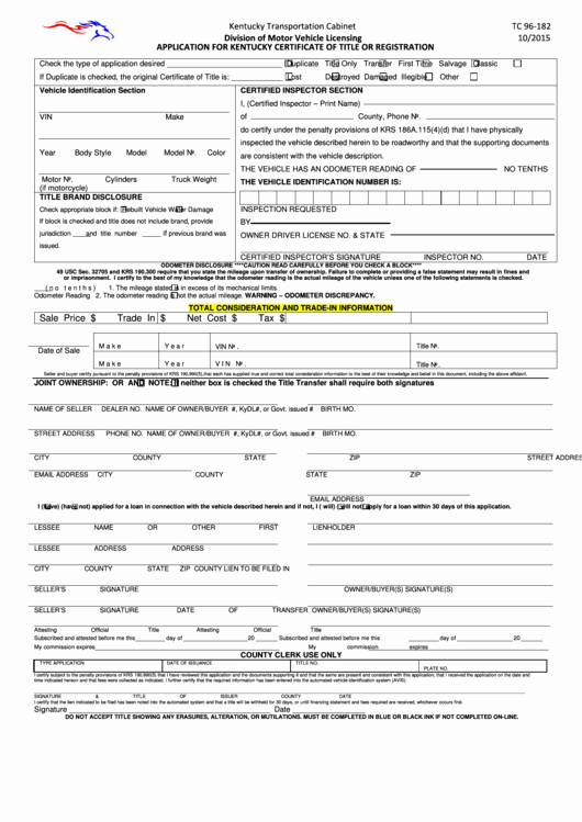 The Request Contains No Certificate Template Information Inspirational Fillable form Tc 96 182 Application for Kentucky