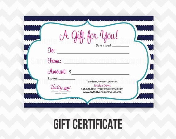 Thirty One Gift Certificate Template Fresh Thirty E Gift Certificate Postcard Printable Direct Sales