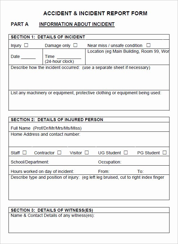 Traffic Accident form Awesome Accident Report forms Template