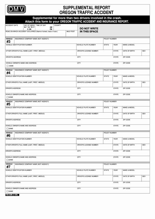 Traffic Accident form Awesome form 735 32b Supplemental Report oregon Traffic Accident