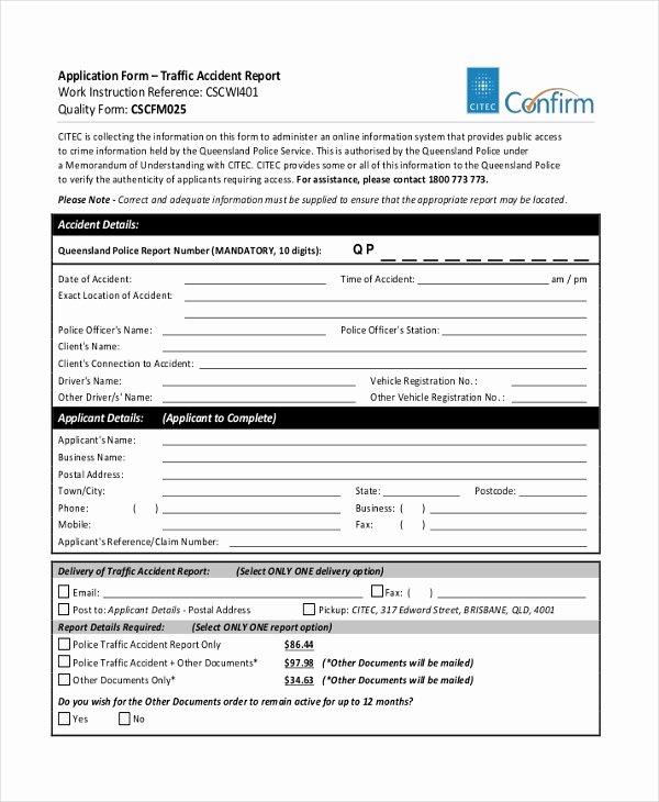 Traffic Accident form Unique Free 9 Sample Dmv Accident Report forms In Pdf