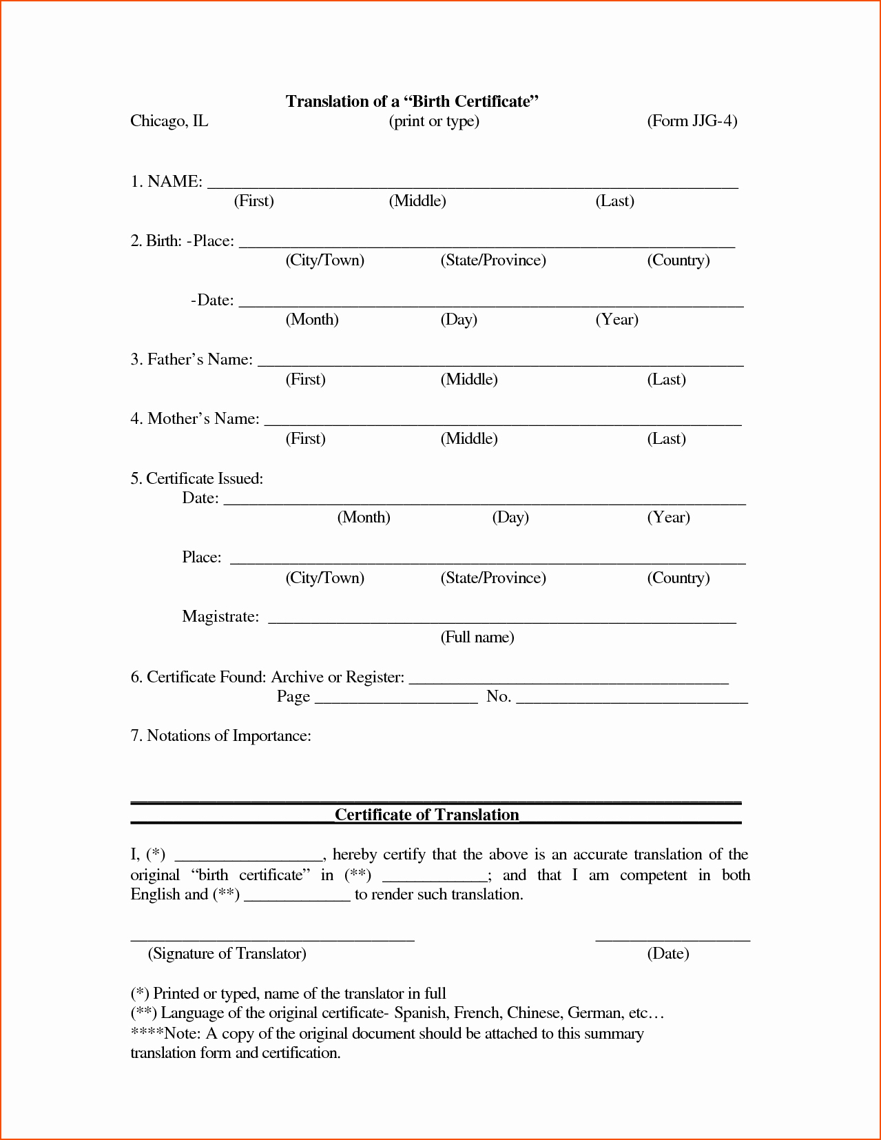 Translation Of Birth Certificate Template New 7 Birth Certificate Template for Microsoft Word