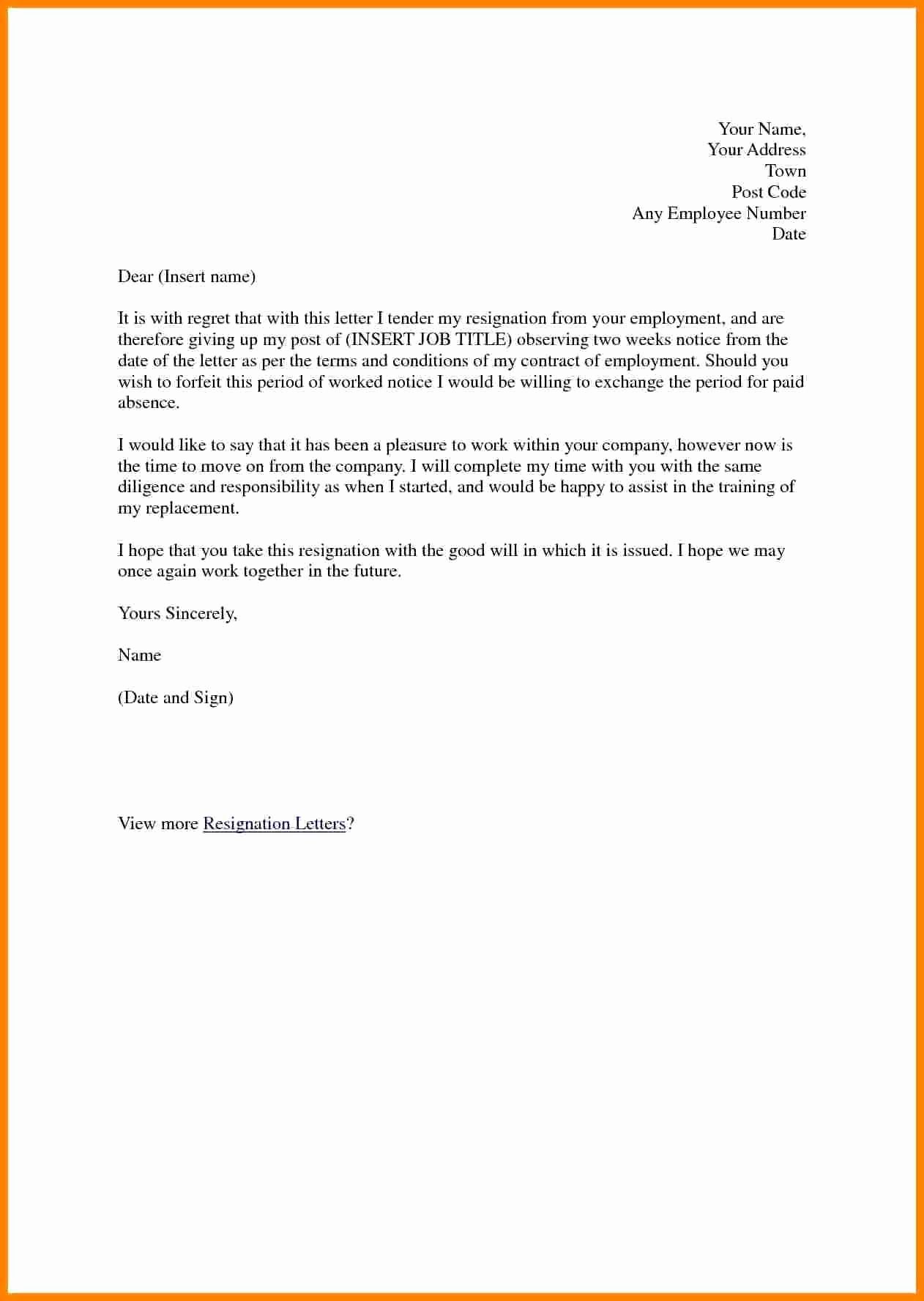 Two Weeks Notice Template Retail Beautiful 5 Job Resignation form