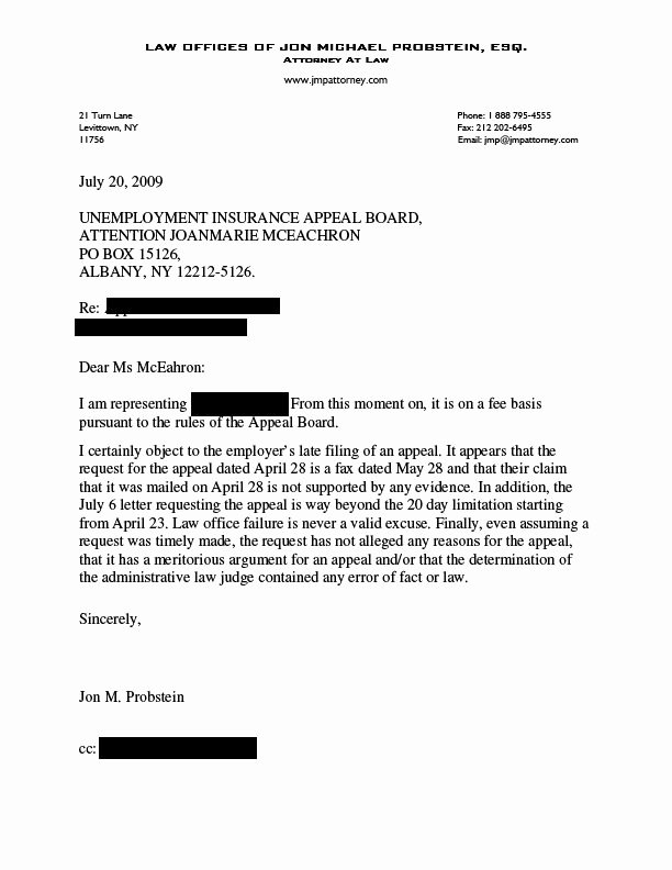 Unemployment Letter Template Best Of A Lawyer S Blog Jon Michael Probstein Esq October 2010