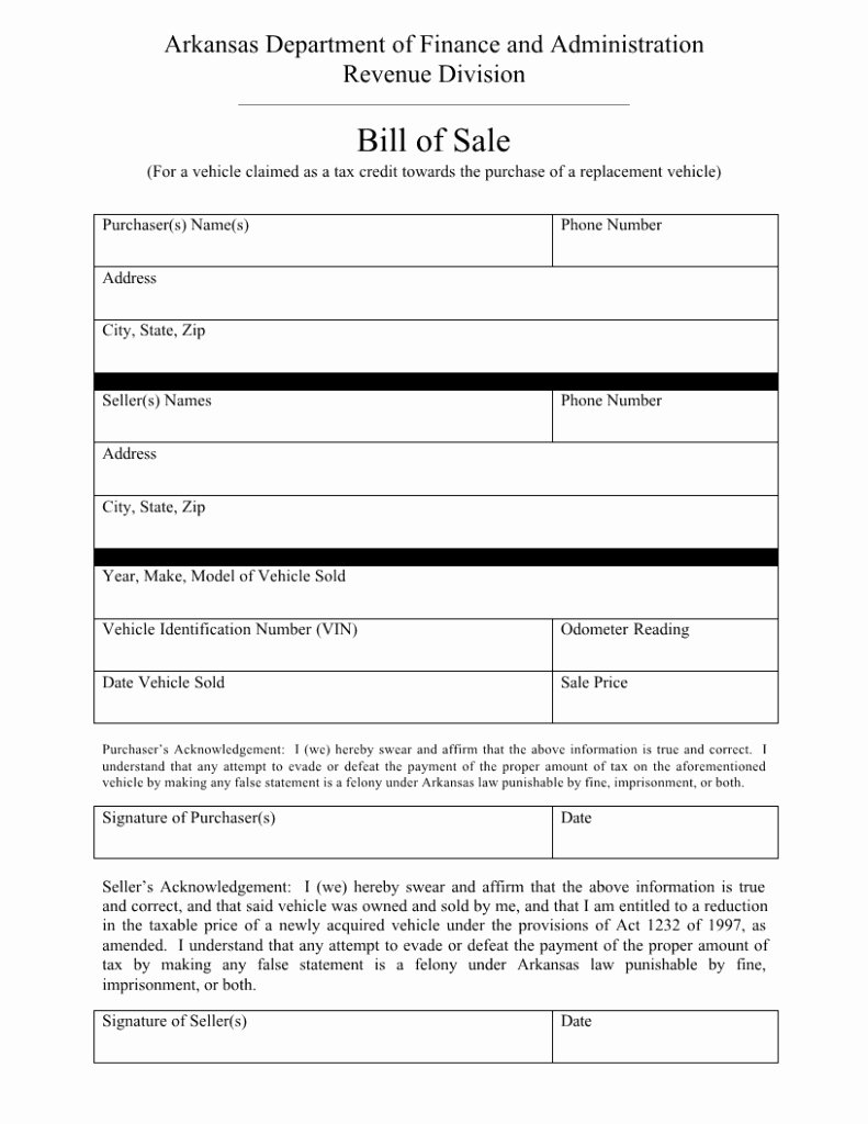 Utah Automobile Bill Of Sale Best Of Download Free Arkansas Tax Credit Vehicle Bill Of Sale