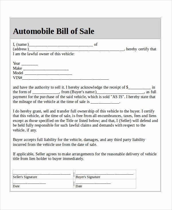 Utah Bill Of Sale Automobile Beautiful Sample Automobile Bill Of Sale 8 Examples In Word Pdf