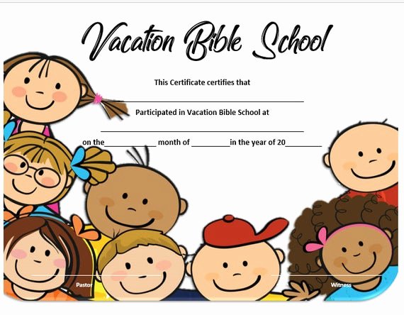 Vacation Bible School Certificates Printable Lovely Vacation Bible School Certificate