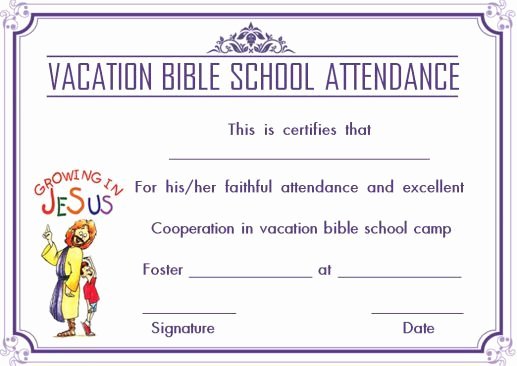 Vacation Bible School Certificates Printable Luxury 12 Vbs Certificate Templates for Students Of Bible School