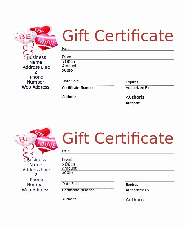 Valentine Gift Certificate Template Free Unique Microsoft Word Certificate Template 5 Free Word