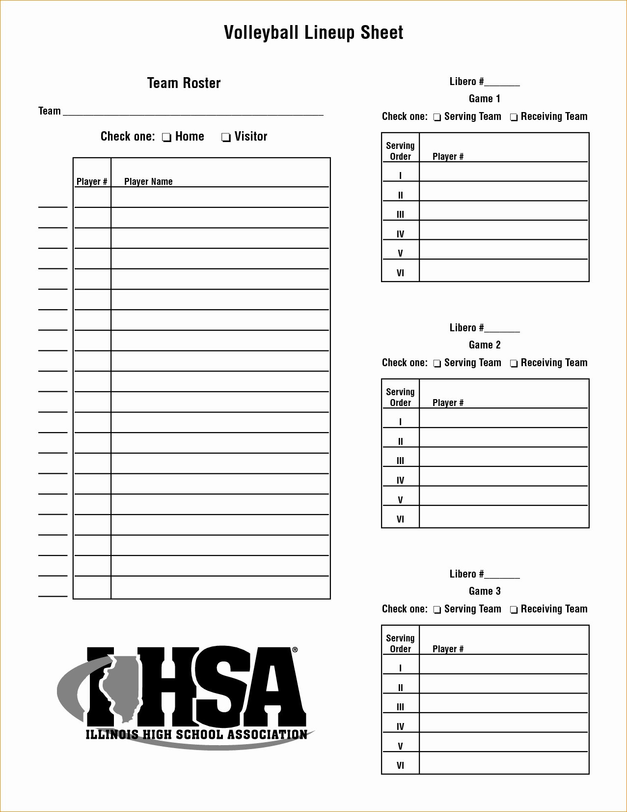 Volleyball Printable Lineup Sheets - Customize and Print