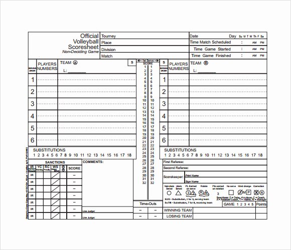 Volleyball Lineup Sheet Printable Lovely Free 11 Sample Volleyball Score Sheets In Google Docs