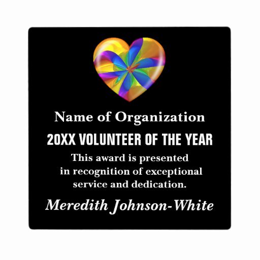 Volunteer Of the Year Certificate Best Of Volunteer Of the Year Award Display Plaque