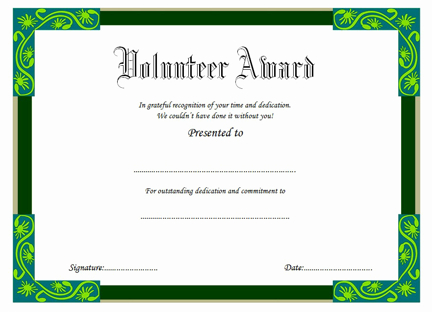 Volunteer Of the Year Certificate Fresh Volunteer Of the Year Certificate 10 Best Design Awards