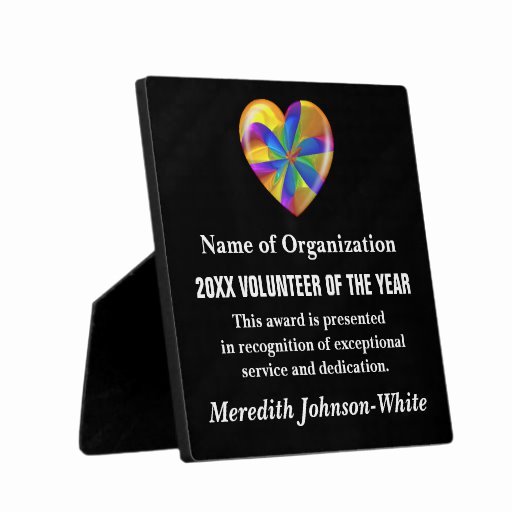 Volunteer Of the Year Certificate Luxury Volunteer Of the Year Award Display Plaque