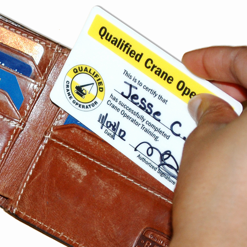 Wallet Size Certification Card Template Lovely Qualified Crane Operator Certification Wallet Card 2