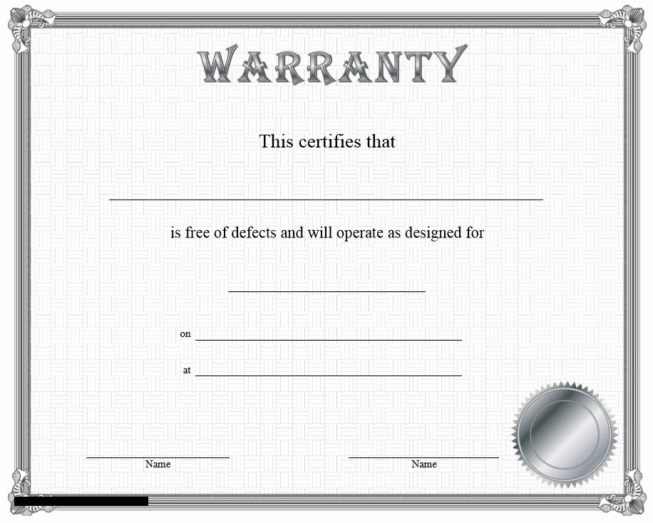 Warranty Certificate Template Word Unique 8 Free Sample Warranty Certificate Templates Printable