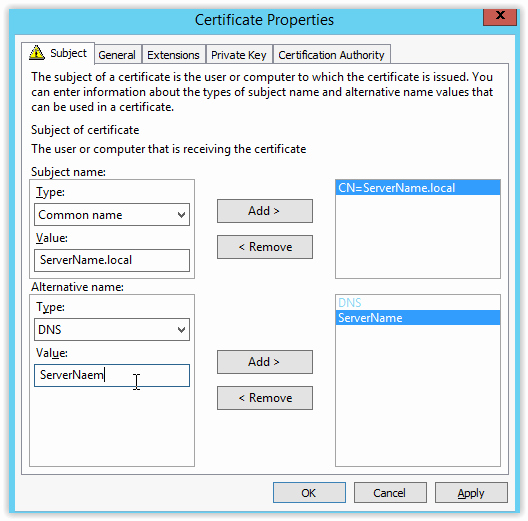 Web Server Certificate Template Luxury Certificate Authority – Certificate with Subject