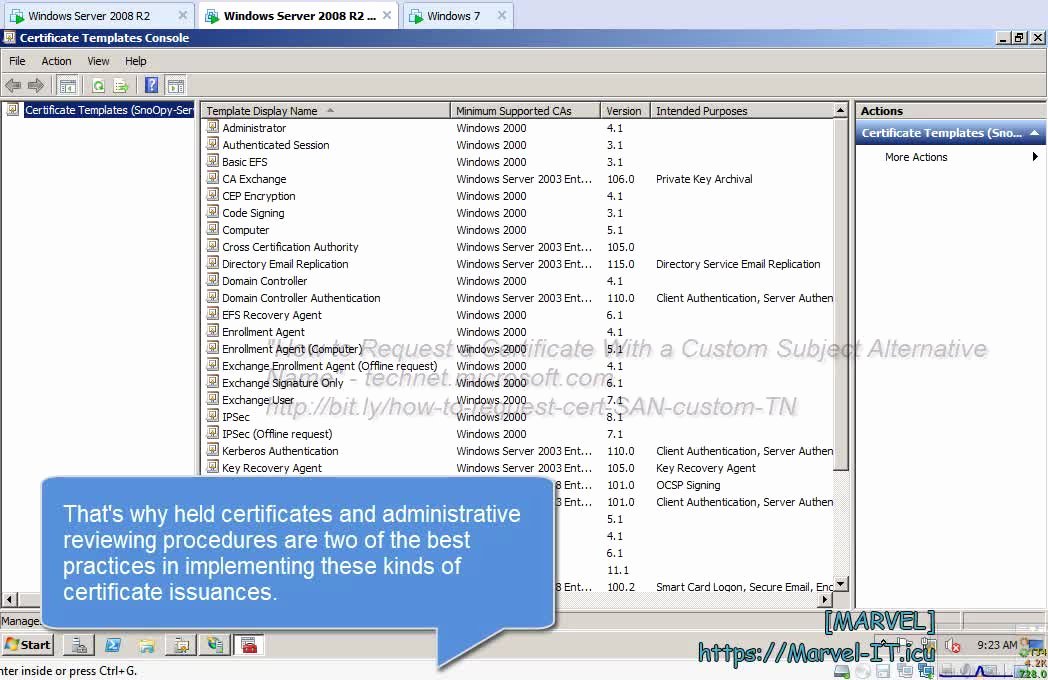 Web Server Certificate Template New 3 3 Set Permissions Domain Puters Web Server