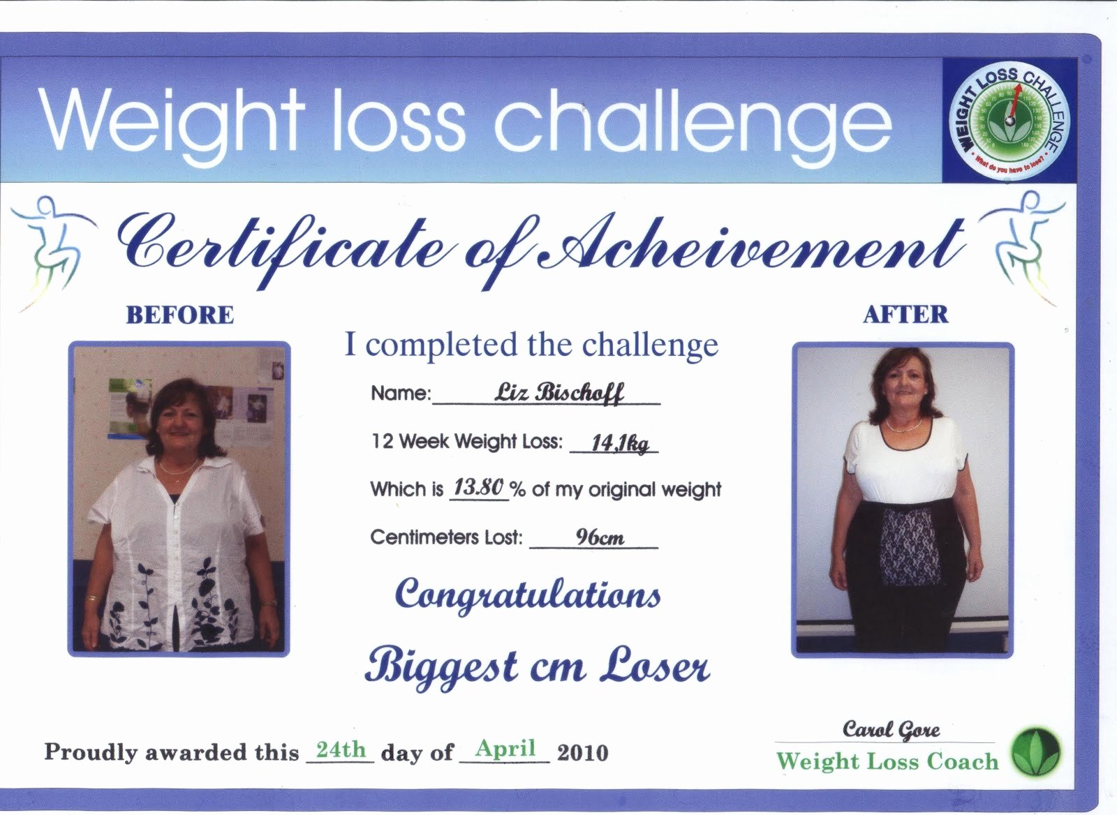 Weight Loss Certificate Template Inspirational Weight Loss Challenge