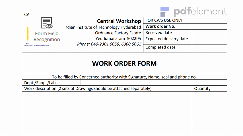 Work Completed form Template Beautiful Work order Template Free Download Create Edit Fill and