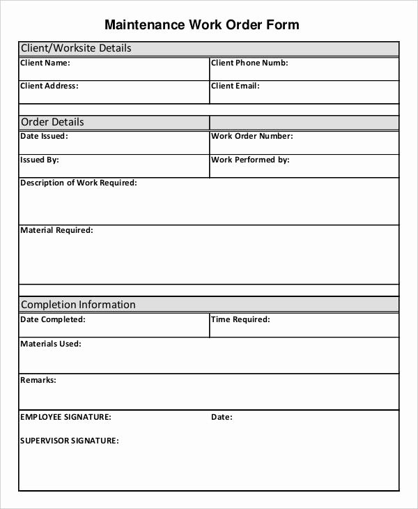 Work Completed form Template Elegant 9 Job order forms Free Sample Example format Download